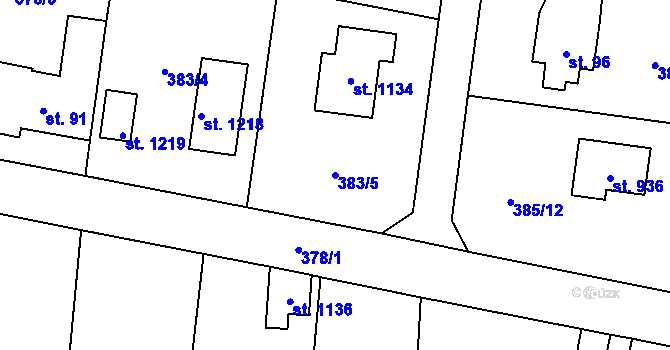 Parcela st. 383/5 v KÚ Ohrobec, Katastrální mapa