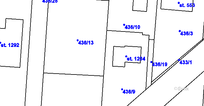 Parcela st. 436/28 v KÚ Ohrobec, Katastrální mapa