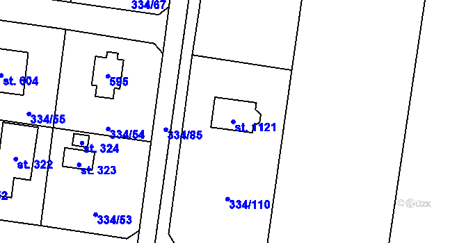 Parcela st. 1121 v KÚ Ohrobec, Katastrální mapa
