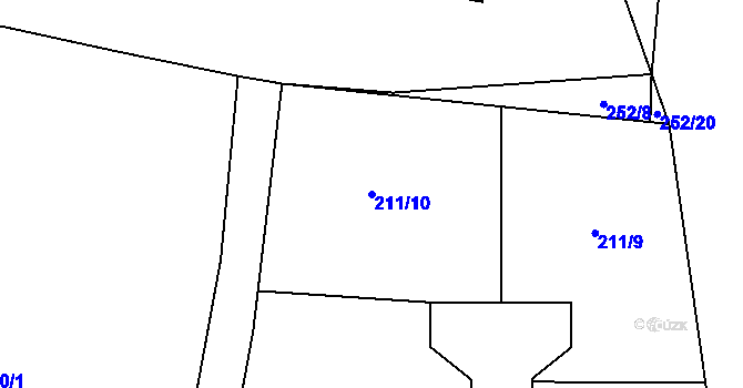 Parcela st. 211/10 v KÚ Ohrobec, Katastrální mapa