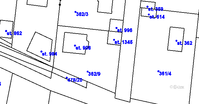 Parcela st. 564 v KÚ Ohrobec, Katastrální mapa