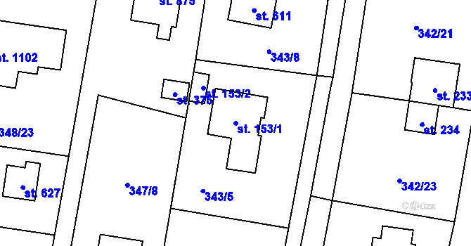 Parcela st. 153/1 v KÚ Ohrobec, Katastrální mapa