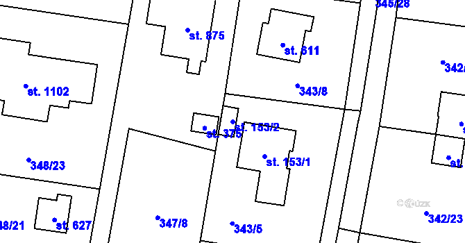 Parcela st. 153/2 v KÚ Ohrobec, Katastrální mapa