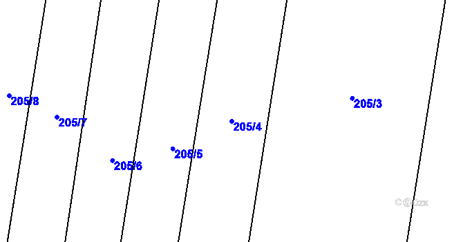 Parcela st. 205/4 v KÚ Ohrobec, Katastrální mapa