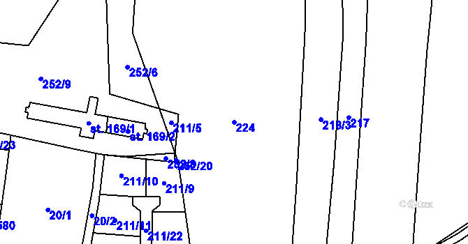 Parcela st. 224 v KÚ Ohrobec, Katastrální mapa