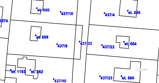 Parcela st. 437/32 v KÚ Ohrobec, Katastrální mapa