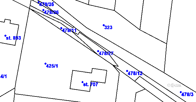 Parcela st. 478/27 v KÚ Ohrobec, Katastrální mapa
