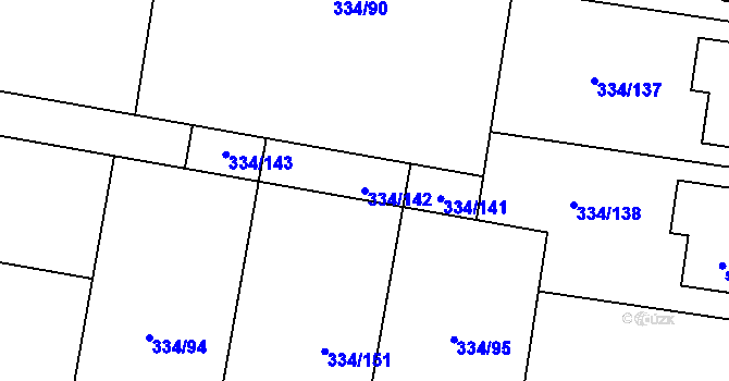 Parcela st. 334/142 v KÚ Ohrobec, Katastrální mapa
