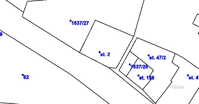 Parcela st. 2 v KÚ Ohrozim, Katastrální mapa