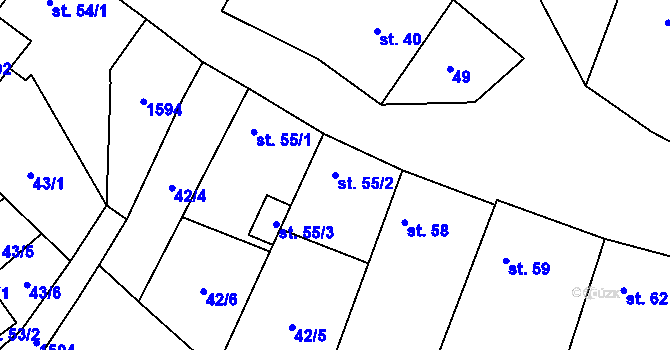 Parcela st. 55/2 v KÚ Ohrozim, Katastrální mapa