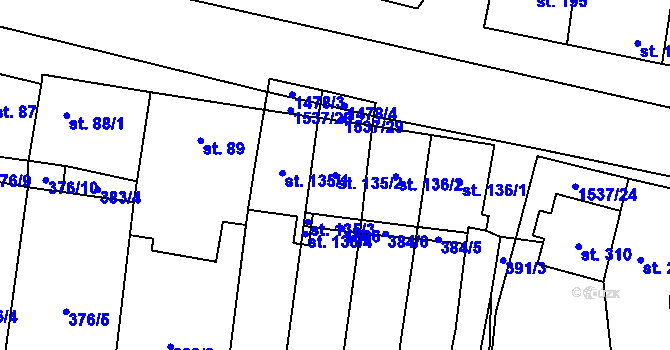 Parcela st. 135/2 v KÚ Ohrozim, Katastrální mapa