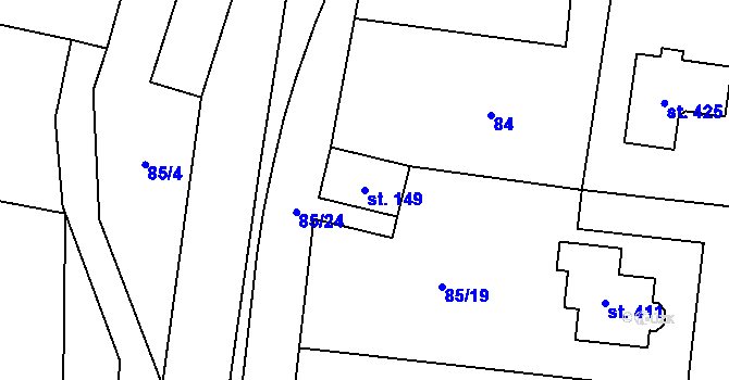 Parcela st. 149 v KÚ Ohrozim, Katastrální mapa