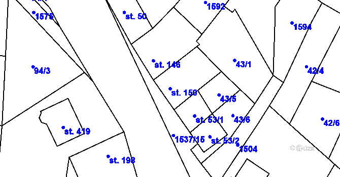 Parcela st. 150 v KÚ Ohrozim, Katastrální mapa