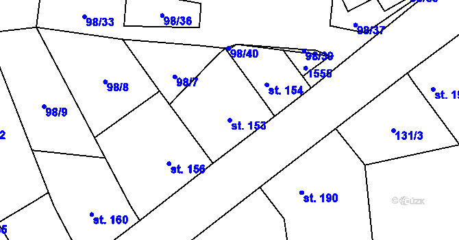 Parcela st. 153 v KÚ Ohrozim, Katastrální mapa