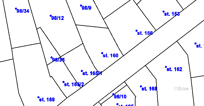Parcela st. 160 v KÚ Ohrozim, Katastrální mapa