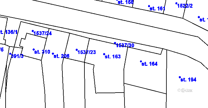 Parcela st. 163 v KÚ Ohrozim, Katastrální mapa
