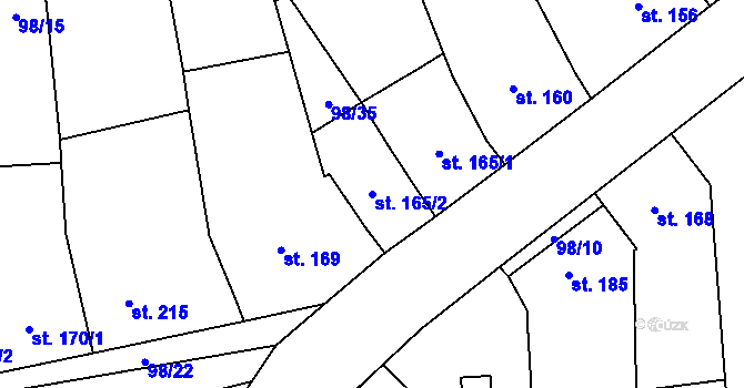 Parcela st. 165/2 v KÚ Ohrozim, Katastrální mapa