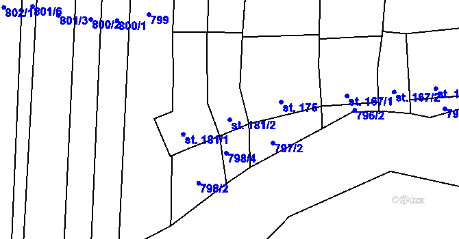 Parcela st. 181/2 v KÚ Ohrozim, Katastrální mapa