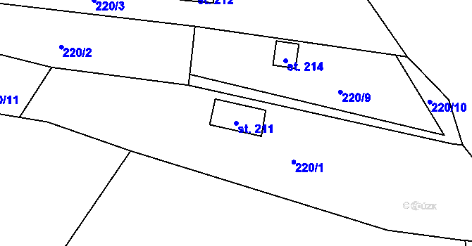 Parcela st. 211 v KÚ Ohrozim, Katastrální mapa