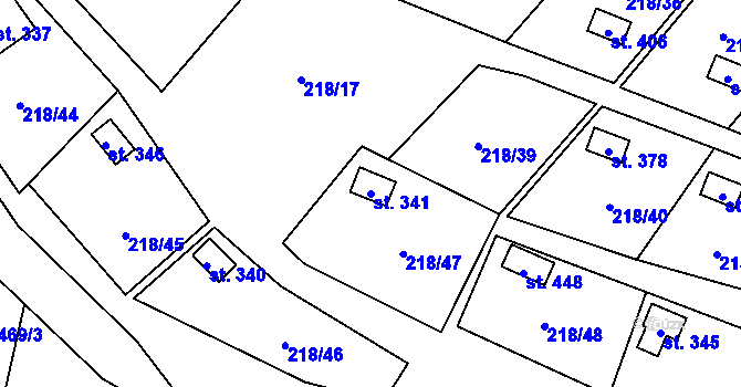 Parcela st. 341 v KÚ Ohrozim, Katastrální mapa