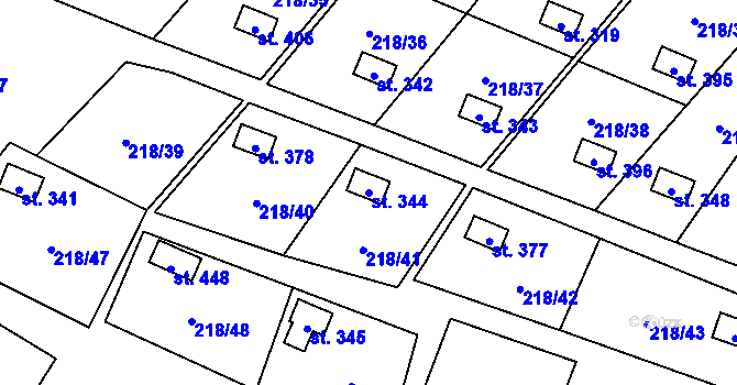 Parcela st. 344 v KÚ Ohrozim, Katastrální mapa