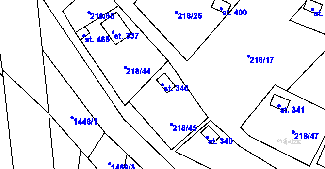 Parcela st. 346 v KÚ Ohrozim, Katastrální mapa