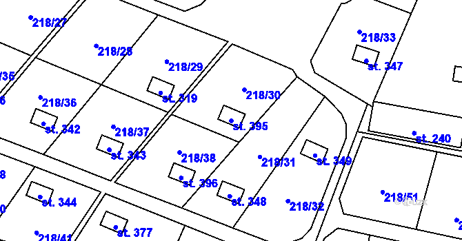 Parcela st. 395 v KÚ Ohrozim, Katastrální mapa