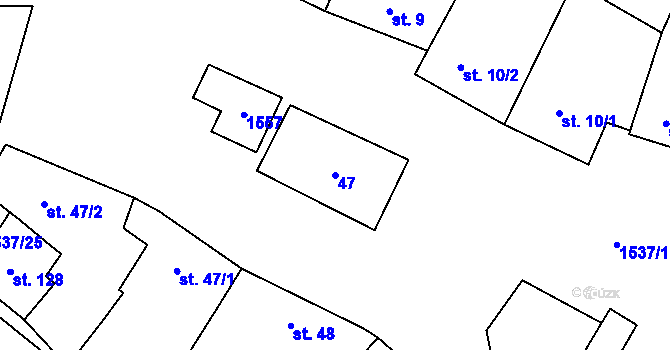 Parcela st. 47 v KÚ Ohrozim, Katastrální mapa