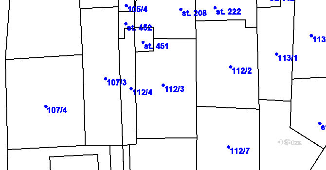 Parcela st. 112/3 v KÚ Ohrozim, Katastrální mapa