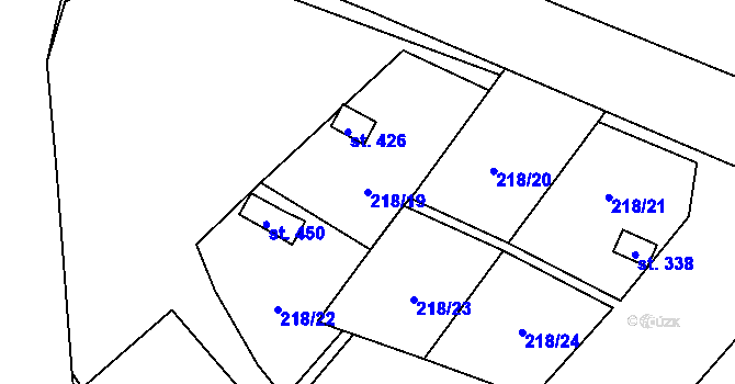 Parcela st. 218/19 v KÚ Ohrozim, Katastrální mapa