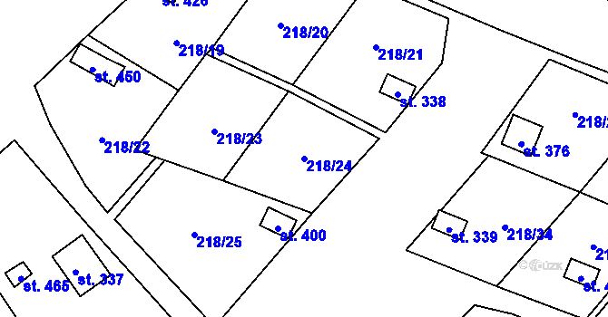 Parcela st. 218/24 v KÚ Ohrozim, Katastrální mapa