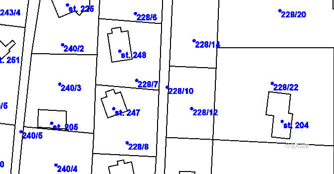 Parcela st. 228/10 v KÚ Ohrozim, Katastrální mapa