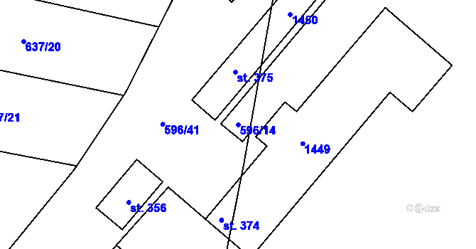 Parcela st. 596/14 v KÚ Ohrozim, Katastrální mapa