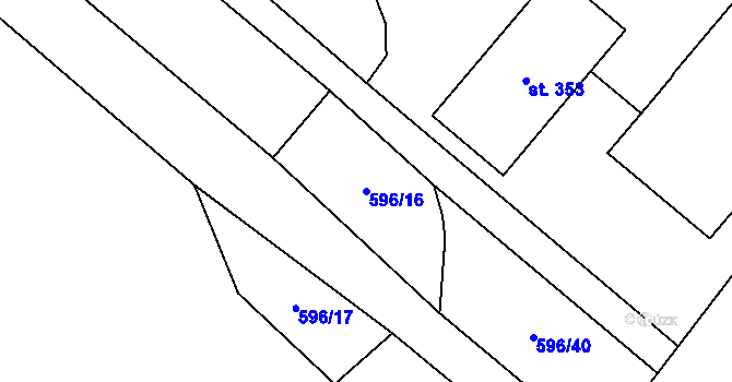Parcela st. 596/16 v KÚ Ohrozim, Katastrální mapa