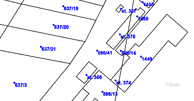 Parcela st. 596/41 v KÚ Ohrozim, Katastrální mapa