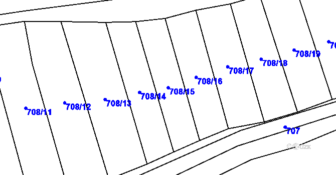 Parcela st. 708/15 v KÚ Ohrozim, Katastrální mapa