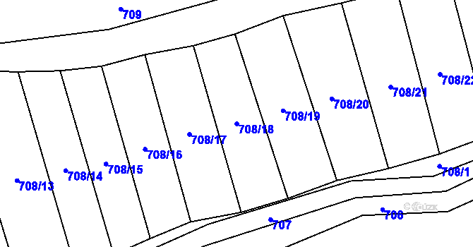 Parcela st. 708/18 v KÚ Ohrozim, Katastrální mapa