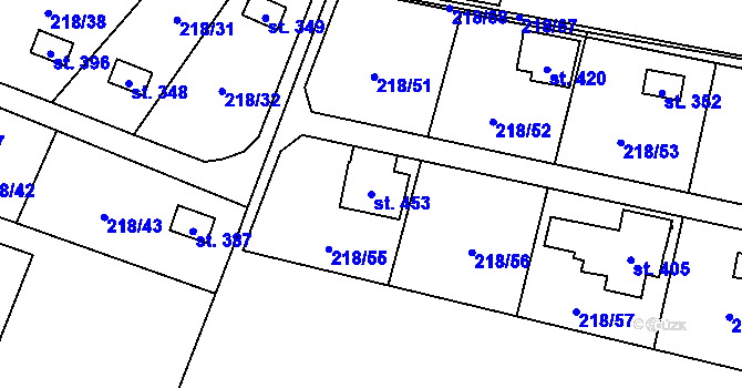 Parcela st. 453 v KÚ Ohrozim, Katastrální mapa