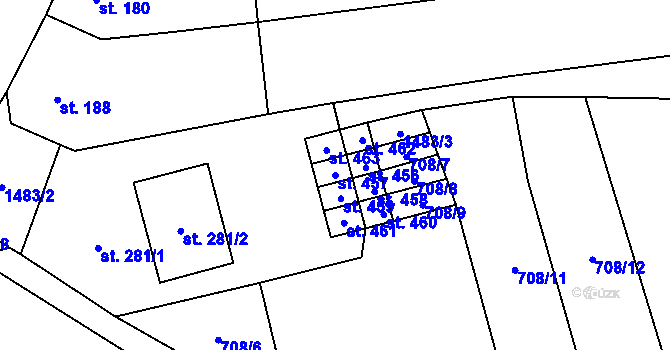 Parcela st. 457 v KÚ Ohrozim, Katastrální mapa