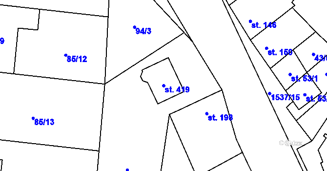Parcela st. 419 v KÚ Ohrozim, Katastrální mapa