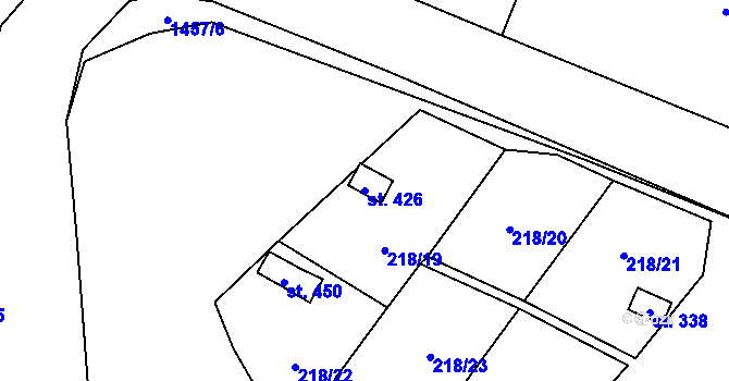 Parcela st. 426 v KÚ Ohrozim, Katastrální mapa