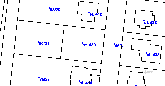 Parcela st. 430 v KÚ Ohrozim, Katastrální mapa