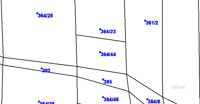 Parcela st. 364/44 v KÚ Ohrozim, Katastrální mapa