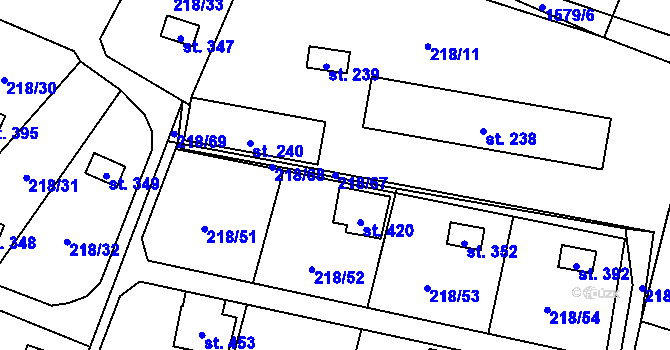 Parcela st. 218/67 v KÚ Ohrozim, Katastrální mapa