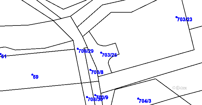 Parcela st. 703/25 v KÚ Ohrozim, Katastrální mapa