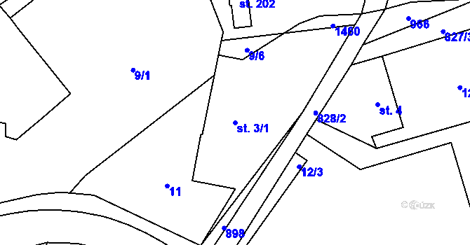 Parcela st. 3/1 v KÚ Ochoz u Nasavrk, Katastrální mapa