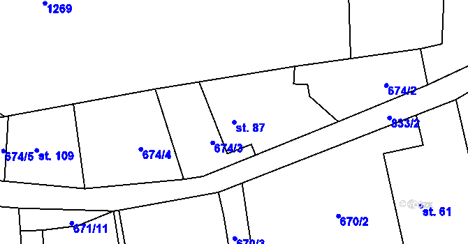 Parcela st. 87 v KÚ Ochoz u Nasavrk, Katastrální mapa