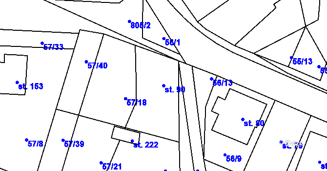 Parcela st. 90 v KÚ Ochoz u Nasavrk, Katastrální mapa
