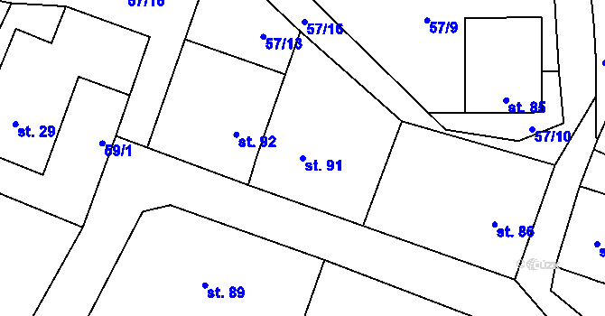 Parcela st. 91 v KÚ Ochoz u Nasavrk, Katastrální mapa