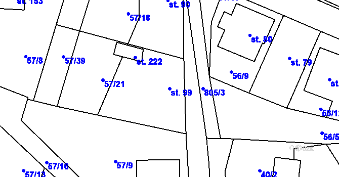 Parcela st. 99 v KÚ Ochoz u Nasavrk, Katastrální mapa